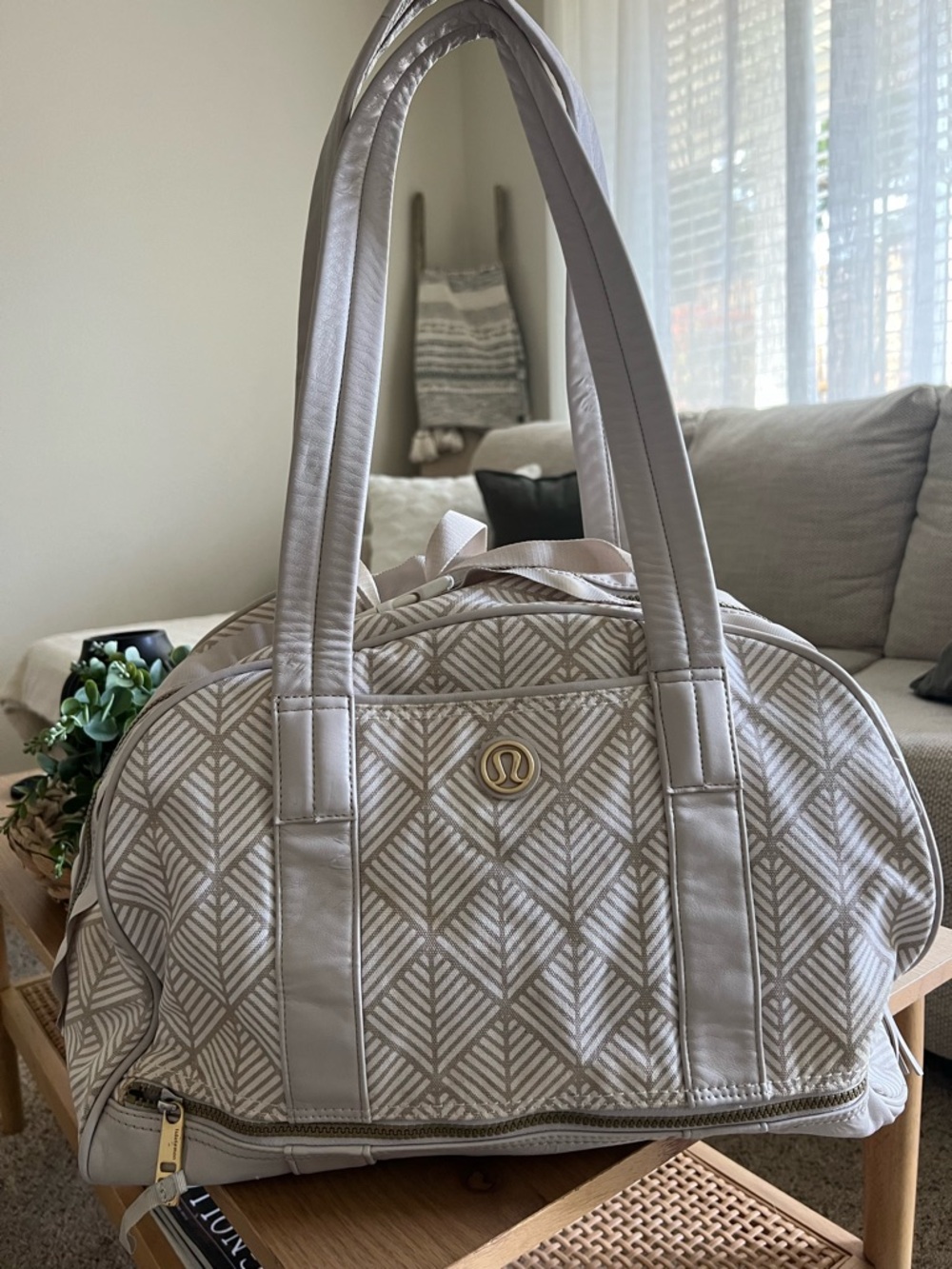 lululemon athletica Beige Patterned Travel Bag